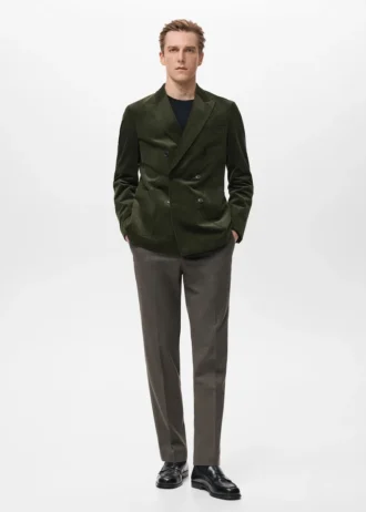 Giacca slim fit doppiopetto in velluto a coste Giacca slim fit doppiopetto in velluto a coste