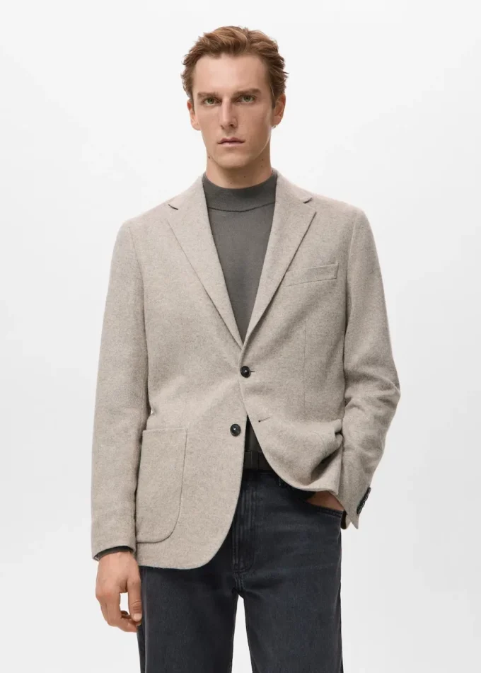 Giacca slim fit in lana screziata Giacca slim fit in lana screziata