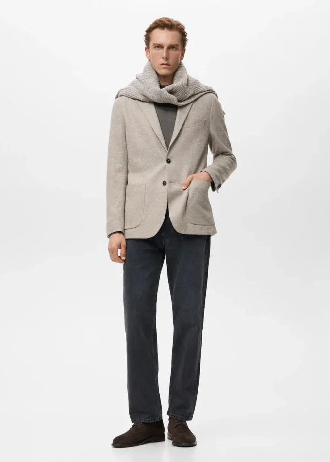 Giacca slim fit in lana screziata Giacca slim fit in lana screziata