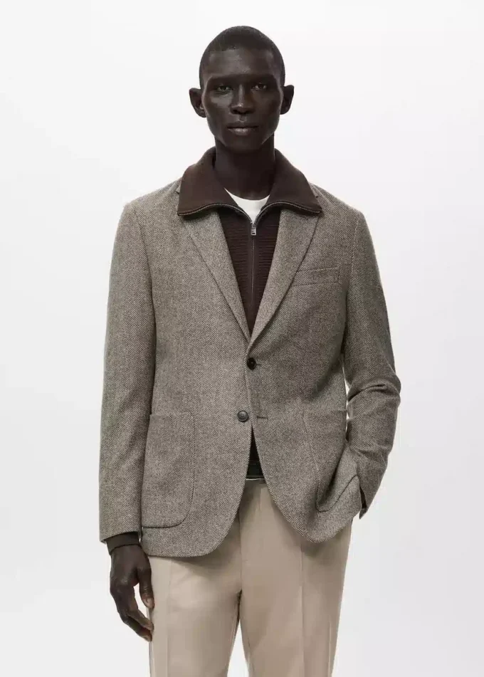 Giacca slim fit in misto lana