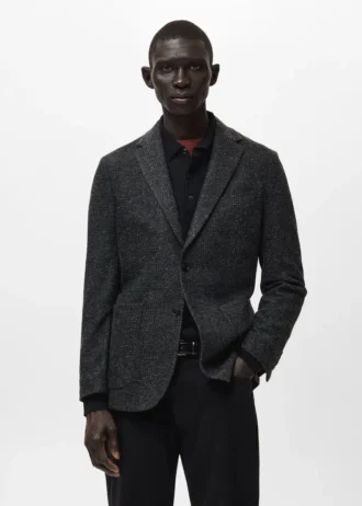 Giacca slim fit in misto lana