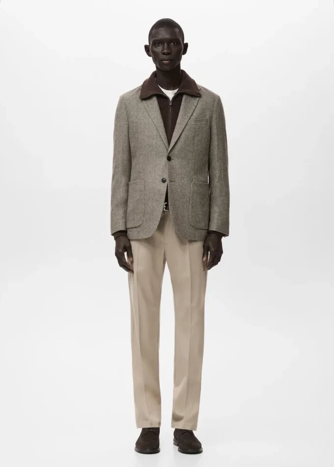 Giacca slim fit in misto lana