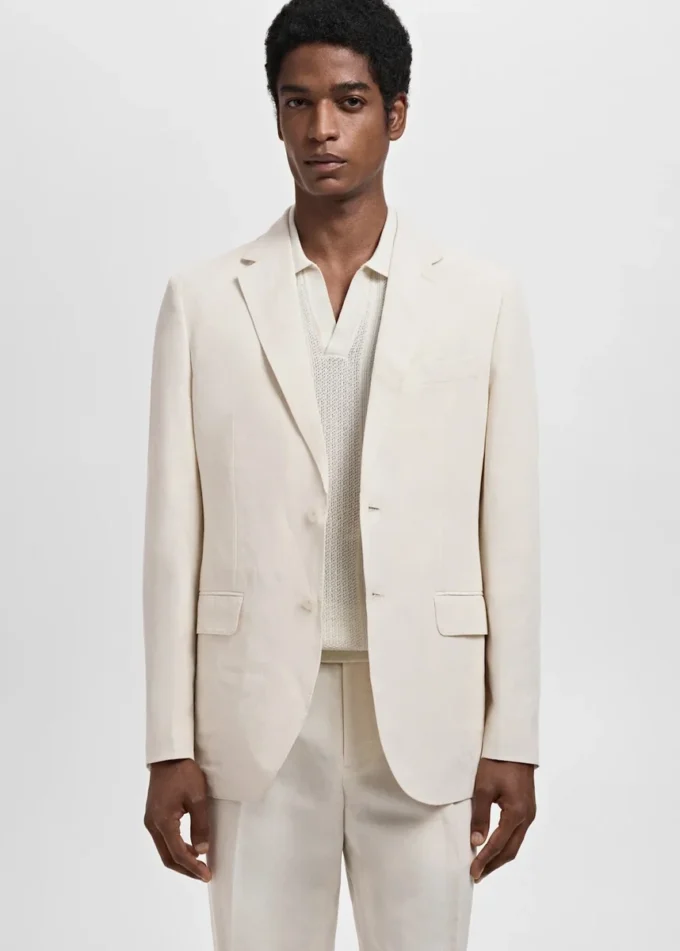 Giacca slim fit in misto lino e lyocell Giacca slim fit in misto lino e lyocell