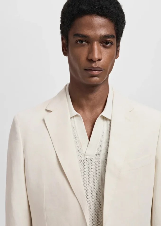 Giacca slim fit in misto lino e lyocell Giacca slim fit in misto lino e lyocell