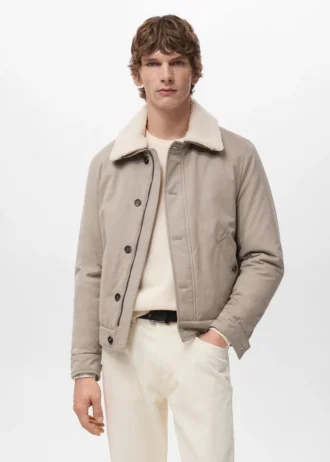 Giacca trapuntata con collo effetto shearling