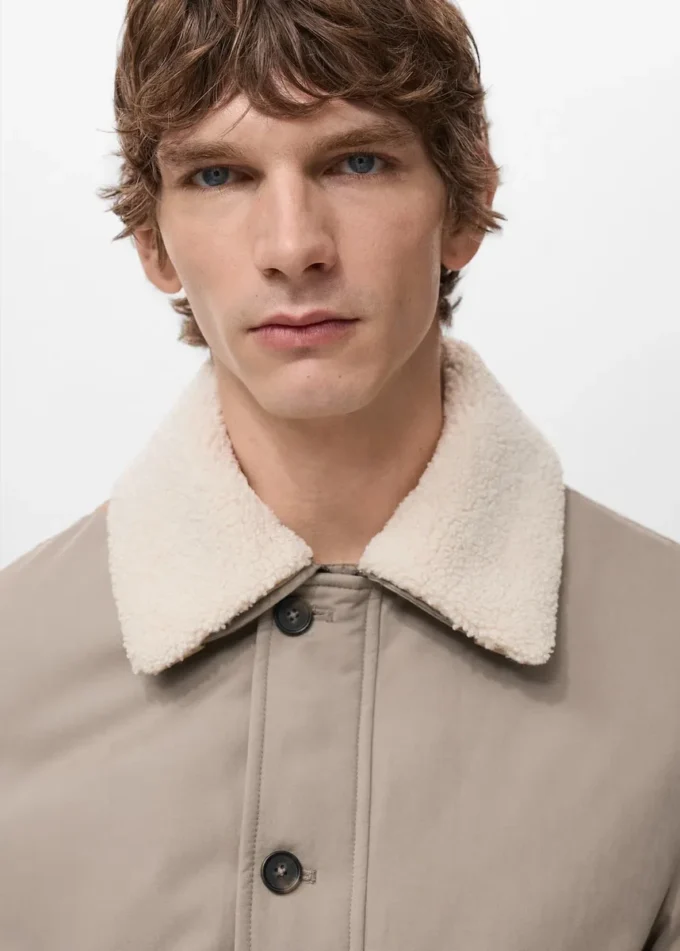 Giacca trapuntata con collo effetto shearling Giacca trapuntata con collo effetto shearling