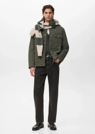 Giacca trapuntata con collo in velluto a coste