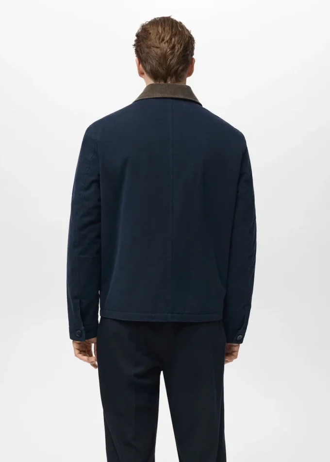 Giacca trapuntata con collo in velluto a coste Giacca trapuntata con collo in velluto a coste