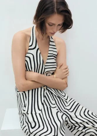 Gilet in lino con stampa geometrica