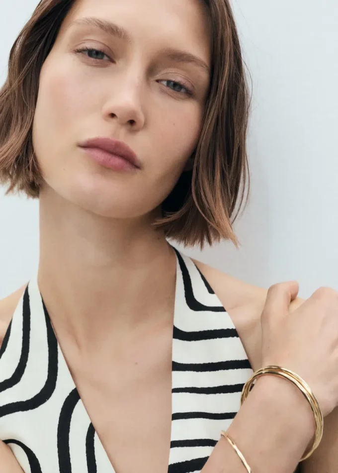 Gilet in lino con stampa geometrica