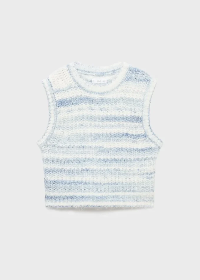 Gilet lavorato a maglia a righe Gilet lavorato a maglia a righe