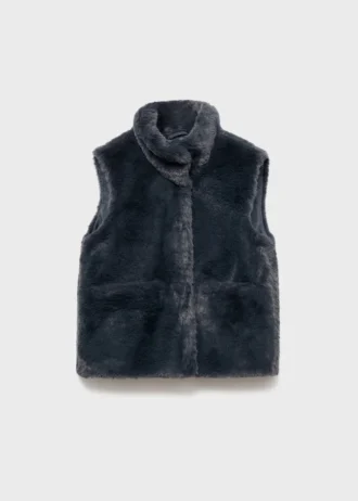 Gilet mantella effetto pelliccia