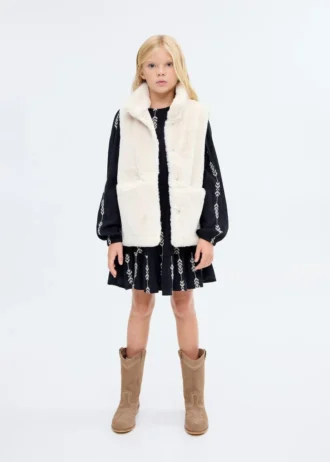 Gilet mantella effetto pelliccia