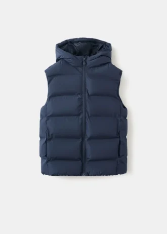 Gilet trapuntato con cappuccio Gilet trapuntato con cappuccio