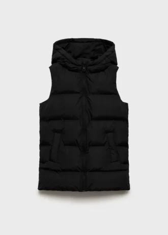 Gilet trapuntato con cappuccio