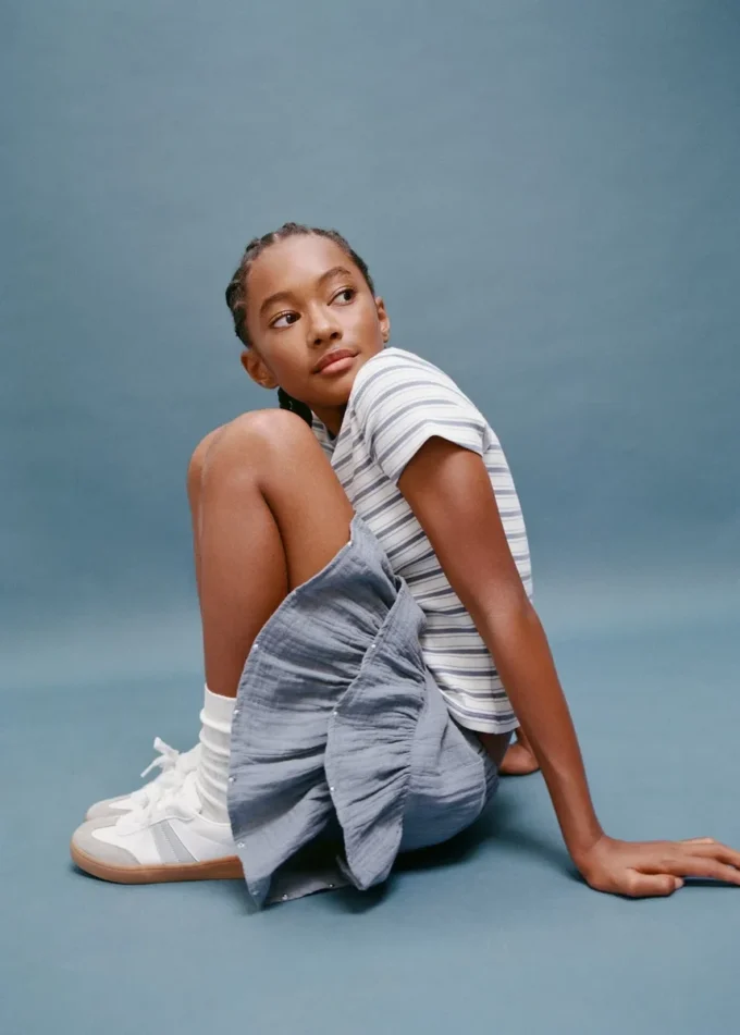 Gonna con volant e dettagli in paillettes Gonna con volant e dettagli in paillettes