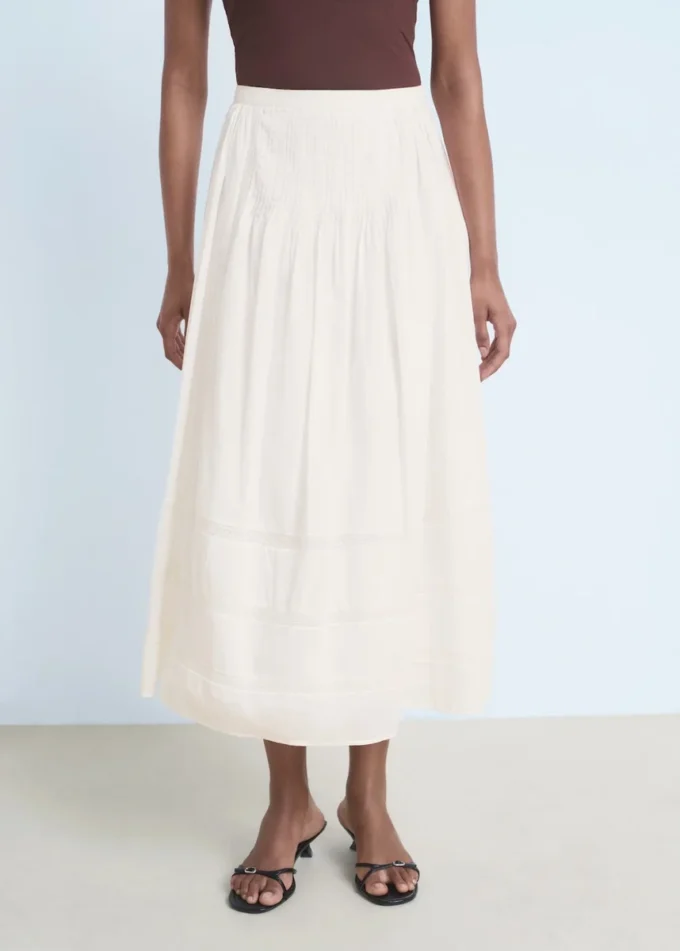 Gonna in cotone con pizzo Gonna in cotone con pizzo