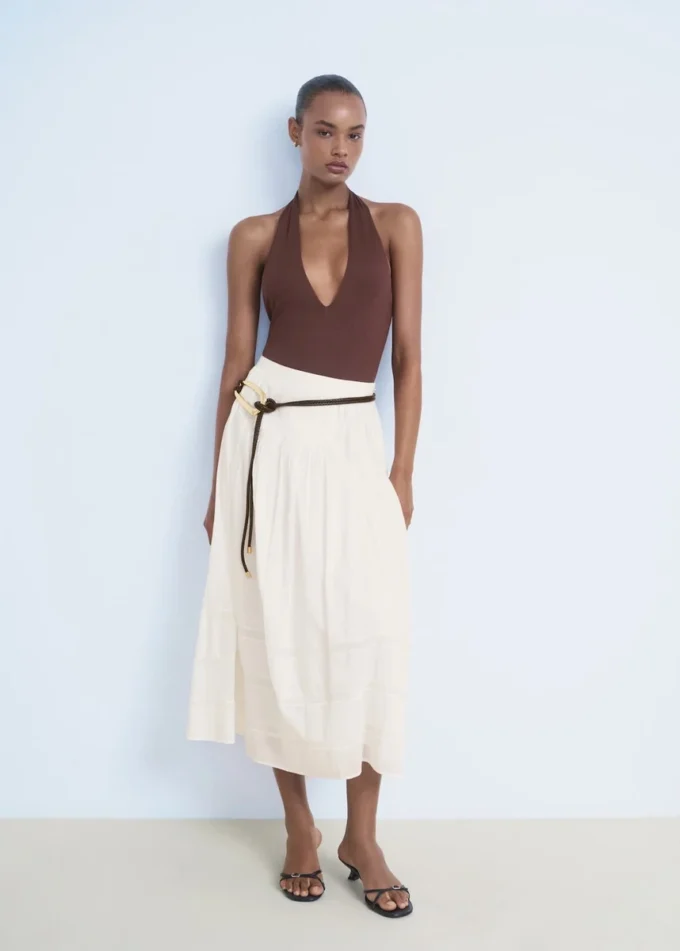 Gonna in cotone con pizzo Gonna in cotone con pizzo