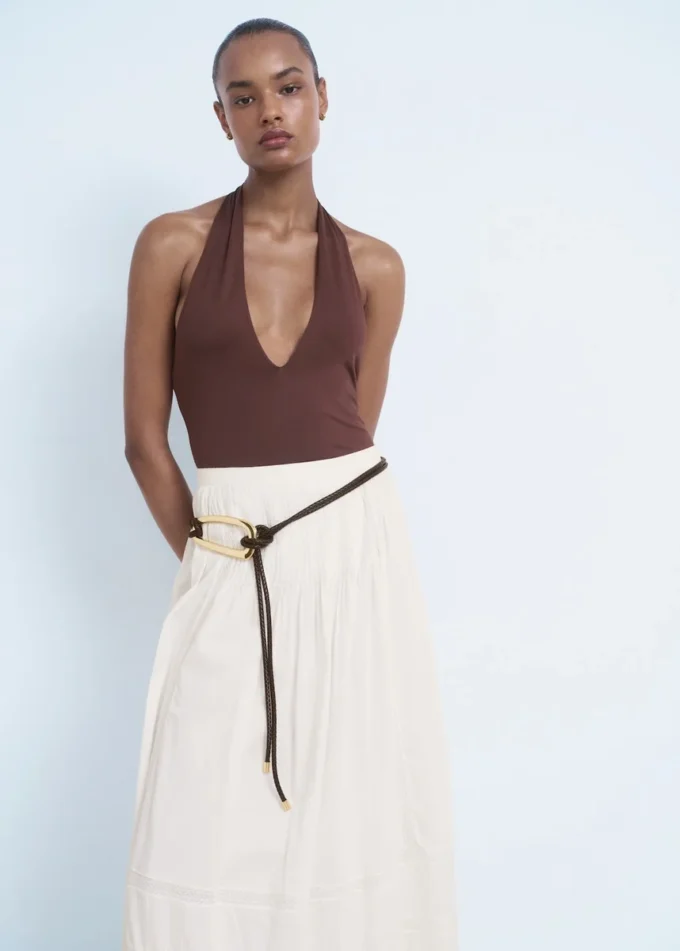 Gonna in cotone con pizzo Gonna in cotone con pizzo