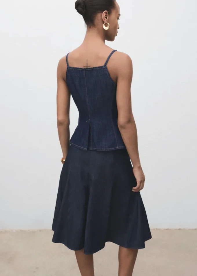 Gonna in denim a pieghe Gonna in denim a pieghe