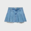 Gonna in denim a pieghe