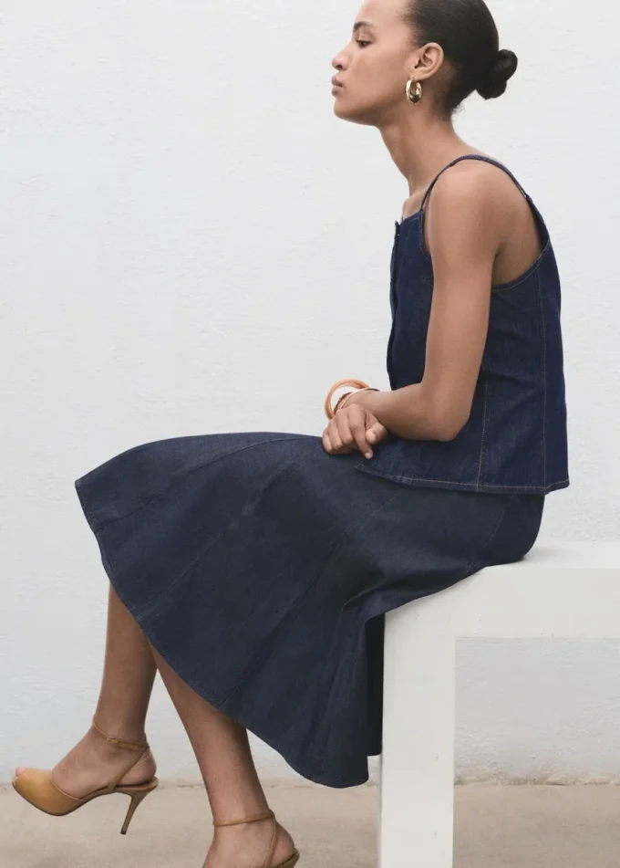 Gonna in denim a pieghe Gonna in denim a pieghe