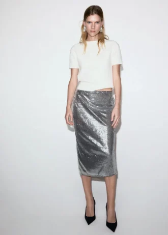 Gonna midi con paillettes