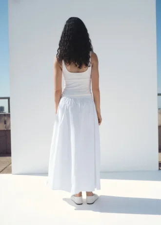 Gonna midi in cotone con pieghe