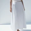 Gonna midi in cotone con pieghe Gonna midi in cotone con pieghe