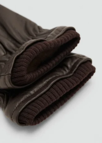 Guanti 100% pelle con dettaglio arricciato