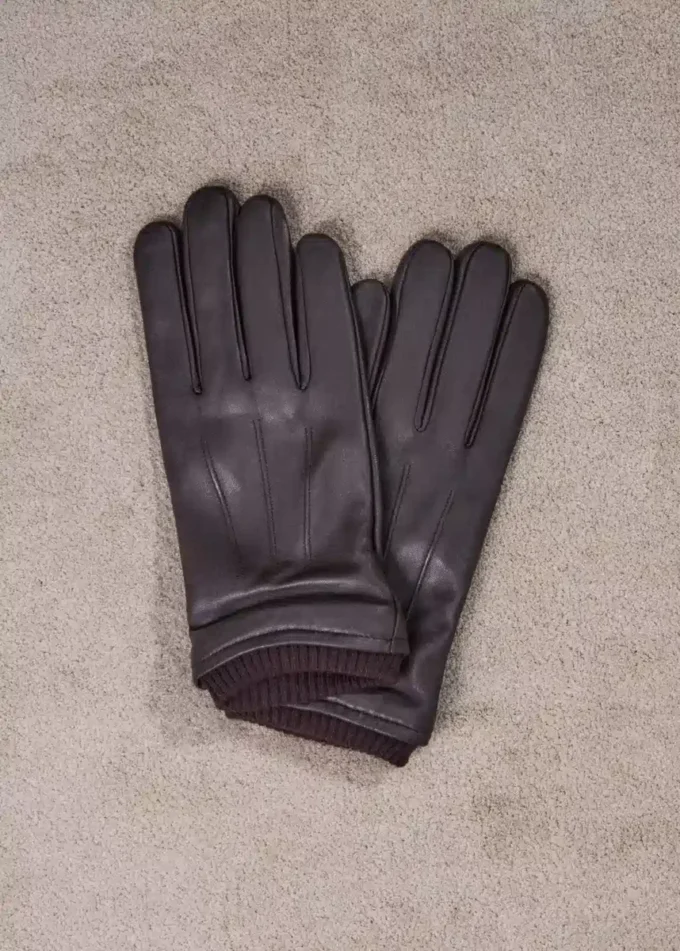 Guanti 100% pelle con dettaglio arricciato