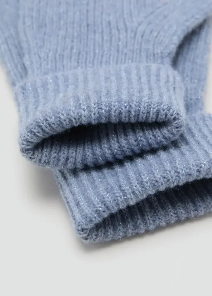 Guanti in maglia a costine lurex