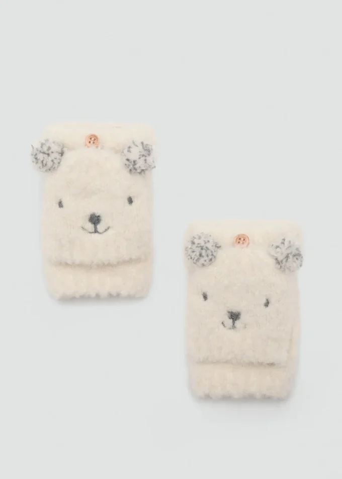 Guanti lavorati a maglia con orsacchiotto Guanti lavorati a maglia con orsacchiotto