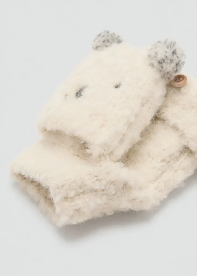 Guanti lavorati a maglia con orsacchiotto Guanti lavorati a maglia con orsacchiotto