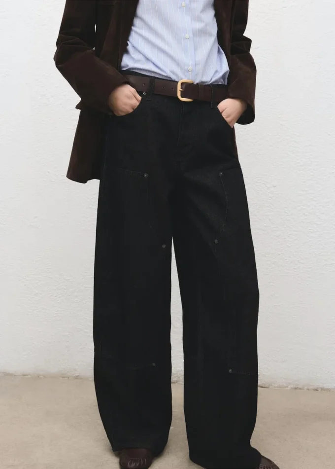 Jeans a barilotto con toppe Jeans a barilotto con toppe