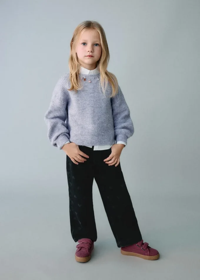 Jeans a gamba dritta con cuori