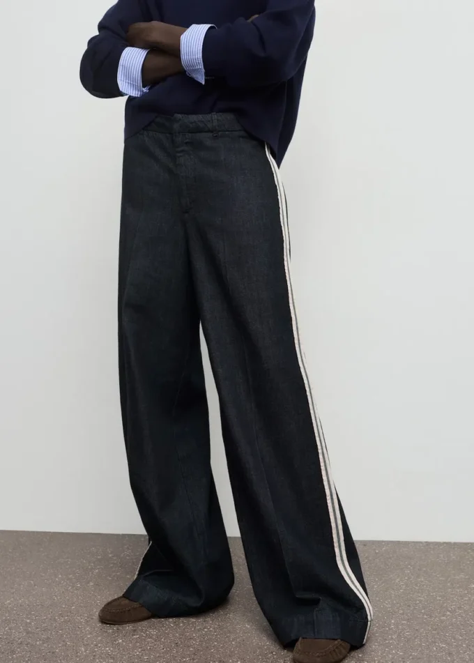 Jeans a gamba larga a righe Jeans a gamba larga a righe