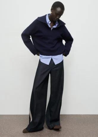 Jeans a gamba larga a righe