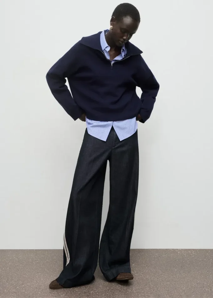 Jeans a gamba larga a righe Jeans a gamba larga a righe