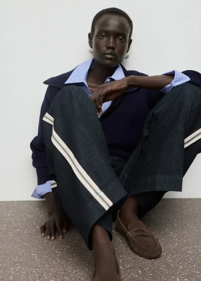 Jeans a gamba larga a righe Jeans a gamba larga a righe