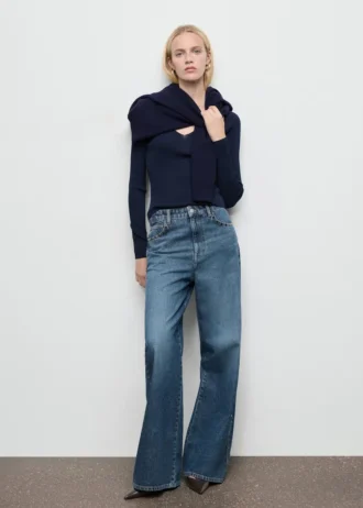 Jeans a gamba larga con borchie