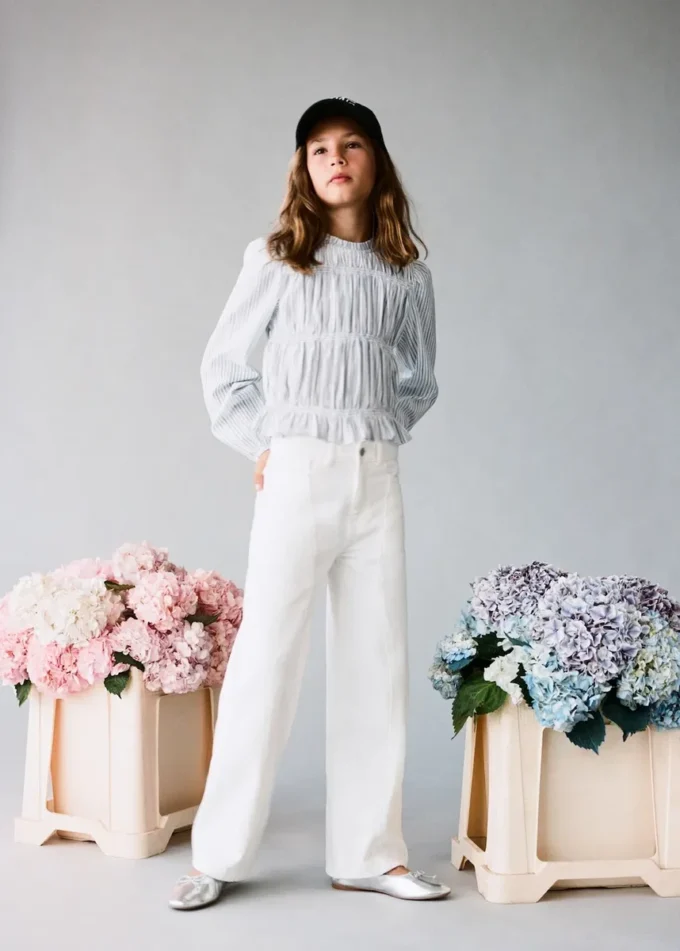 Camicetta in cotone a righe Camicetta in cotone a righe