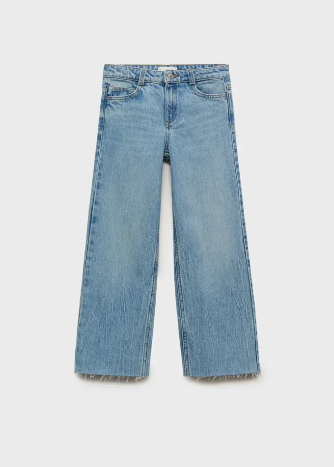 Jeans a gamba larga con orlo sfrangiato Jeans a gamba larga con orlo sfrangiato