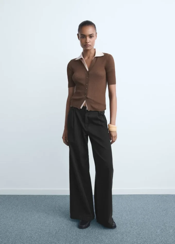 Jeans a gamba larga con piega Jeans a gamba larga con piega