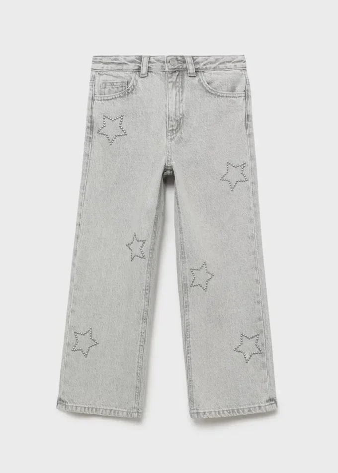 Jeans a gamba larga con stelle Jeans a gamba larga con stelle