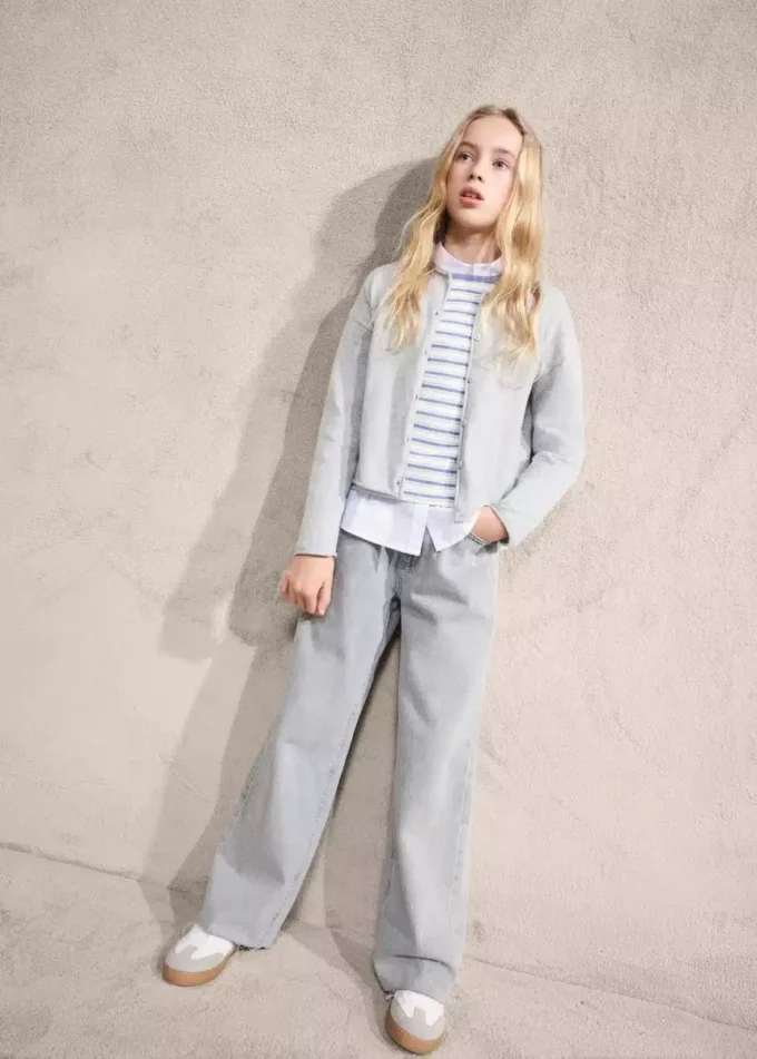 Jeans a gamba larga con strass