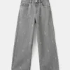 Jeans a gamba larga con strass