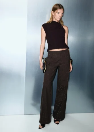 Jeans a gamba larga con strass