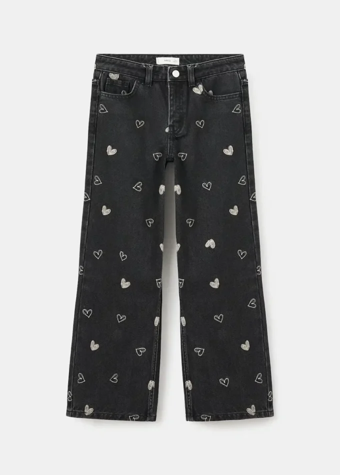 Jeans con cuore ricamato Jeans con cuore ricamato