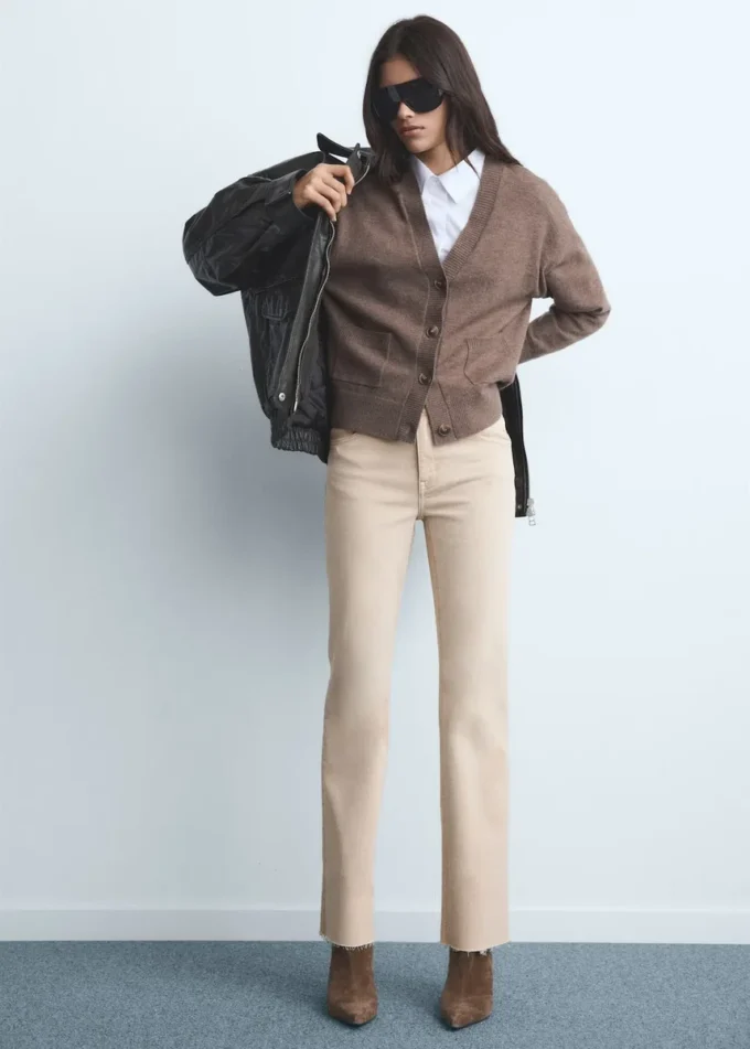 Jeans cropped svasati color terra di Siena